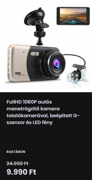 FullHD 1080P autós menetrögzítő kamera tolatókamerával
